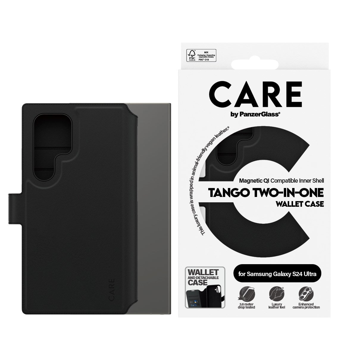 CARE by PanzerGlass® Tango Two-in-One Wallet Case m. Qi Compatible Samsung Galaxy S24 Ultra